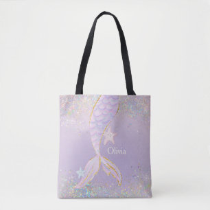 Whimsical Watercolor Glitzer Mermaid Schwanz Tasche