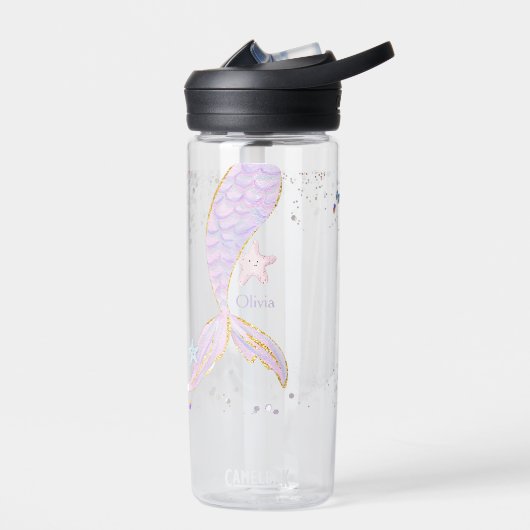 Whimsical Watercolor Glitzer Mermaid Schwanz Trinkflasche (Links)