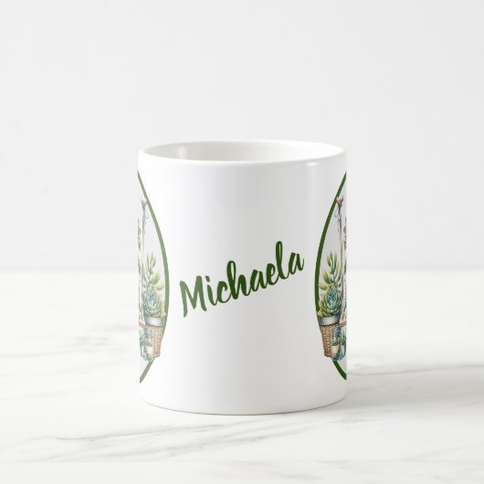 Whimsical Watercolor Gnome Succulent Kaffeetasse (Mittel)