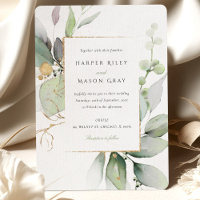 Whimsical Watercolor Green and Gold Wedding