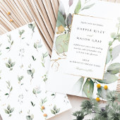 Whimsical Watercolor Green and Gold Wedding Einladung