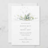 Whimsical Watercolor Green & Gold Foliage Hochzeit Einladung (Vorderseite)