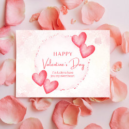 Whimsical Watercolor Hearts Feiertagspostkarte