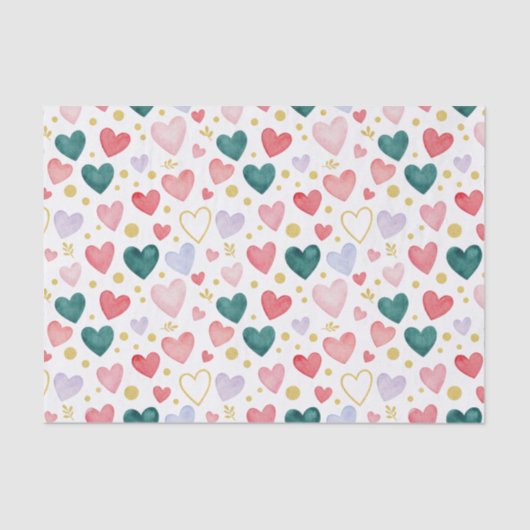 Whimsical Watercolor Hearts: Gold Glitter & Pastel Seidenpapier (Vorderseite)