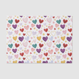 Whimsical Watercolor Hearts: Gold Glitter Seidenpapier