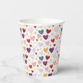 Whimsical Watercolor Hearts & Golden Glint Pappbecher (Vorderseite)