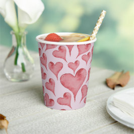 Whimsical Watercolor Hearts Valentinstag Pappbecher