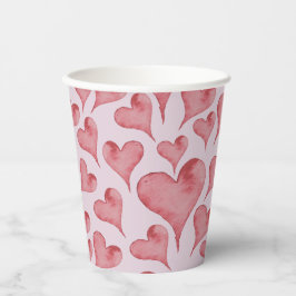 Whimsical Watercolor Hearts Valentinstag Pappbecher