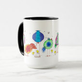 Whimsical Watercolor Hühner 15 oz Keramik Tasse (Vorderseite Links)