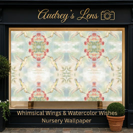 Whimsical Watercolor Hummingbird & Floral  Tapete