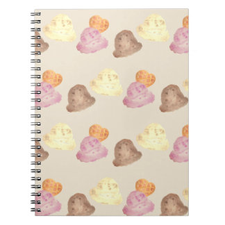 Whimsical Watercolor Ice Cream Scoops Notebook Notizblock