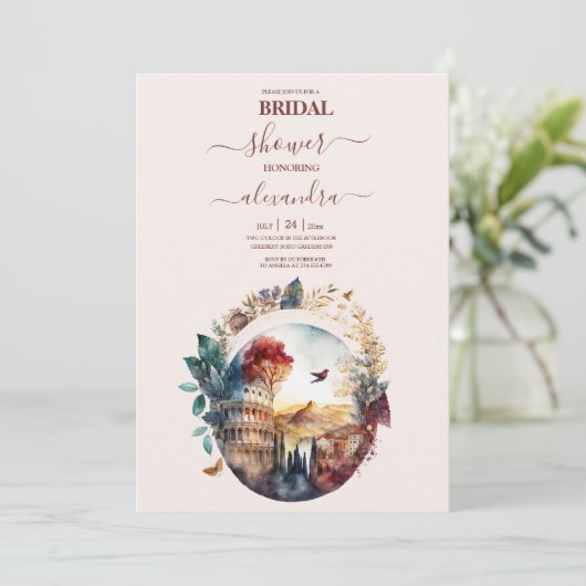 Whimsical Watercolor Italienische Destination Brid Einladung (Stehend Vorderseite)