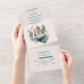 Whimsical Watercolor Italienischer Wunsch Hochzeit All In One Einladung (Abreißen)