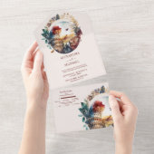 Whimsical Watercolor Italienischer Wunsch Hochzeit All In One Einladung (Abreißen)