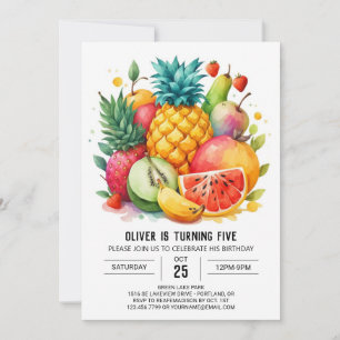 Whimsical Watercolor Juicy Frucht Geburtstag Einladung