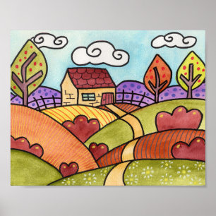Whimsical Watercolor Landschaft Poster