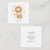 Whimsical Watercolor Lion Cub Kinderbetreuung Quadratische Visitenkarte (Vorne/Hinten)