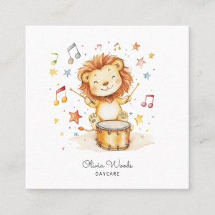 Whimsical Watercolor Lion Cub Kinderbetreuung Quadratische Visitenkarte