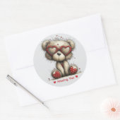 Whimsical Watercolor Love Bear Runder Aufkleber (Umschlag)