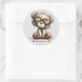 Whimsical Watercolor Love Bear Runder Aufkleber (Tasche)