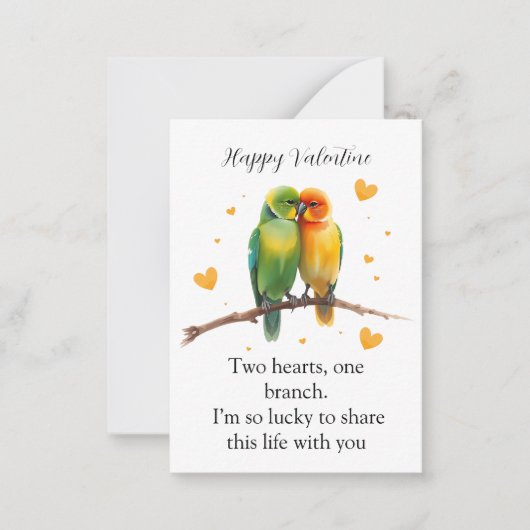 Whimsical Watercolor Lovebirds Mitteilungskarte (Vorderseite)