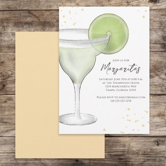 Whimsical Watercolor Margarita Limone Kalligraphie Einladung
