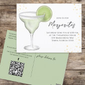 Whimsical Watercolor Margarita QR Code Facebook Postkarte