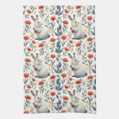 Whimsical Watercolor Meadow Bunny Easter Geschirrtuch (Vertikal)