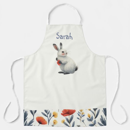 Whimsical Watercolor Meadow Bunny Easter Schürze (Vorderseite)