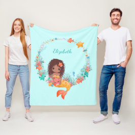 Whimsical Watercolor Meerjungfrau Personalisiert Fleecedecke