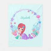 Whimsical Watercolor Meerjungfrau Personalisiert Fleecedecke (Vorderseite)