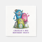 Whimsical Watercolor Monsters Kinderparty Serviette (Vorderseite)