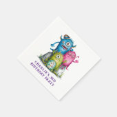 Whimsical Watercolor Monsters Kinderparty Serviette (Ecke)