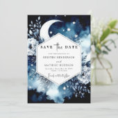 Whimsical Watercolor Moonlit Wedding Save The Date (Stehend Vorderseite)