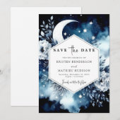 Whimsical Watercolor Moonlit Wedding Save The Date (Vorne/Hinten)