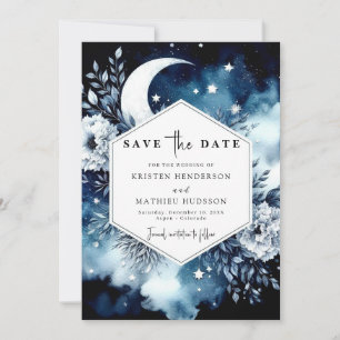Whimsical Watercolor Moonlit Wedding Save The Date