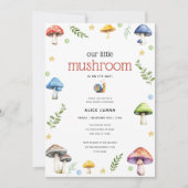 Whimsical Watercolor Mushroom Baby Dusche Einladung (Vorderseite)