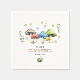 Whimsical Watercolor Mushroom Baby Dusche Serviette