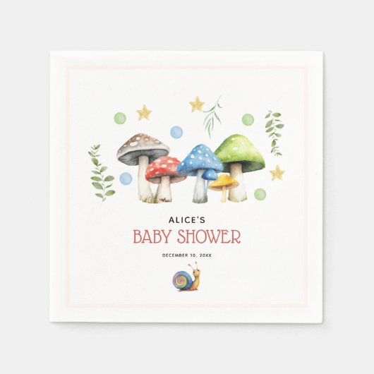 Whimsical Watercolor Mushroom Baby Dusche Serviette (Vorderseite)