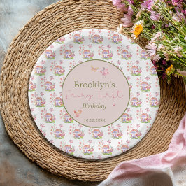 Whimsical Watercolor Mushroom Fairy Erster Geburts Pappteller