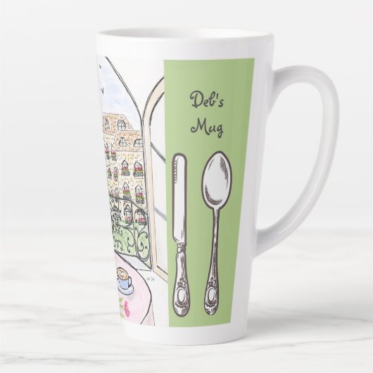 Whimsical Watercolor Paris Eiffel Tower Cutlery Milchtasse (Rechts)