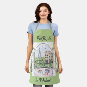 Whimsical Watercolor Paris Eiffel Tower Cutlery Schürze (Getragen)
