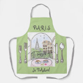 Whimsical Watercolor Paris Eiffel Tower Cutlery Schürze (Vorderseite)