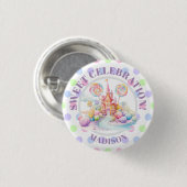 Whimsical Watercolor Pastel Candyland Birthday Button (Vorne & Hinten)