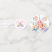 Whimsical Watercolor Pastel Candyland Birthday Konfetti (Rückseiten)