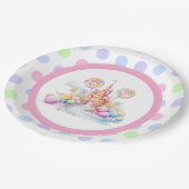 Whimsical Watercolor Pastel Candyland Birthday Pappteller (Schrägansicht)