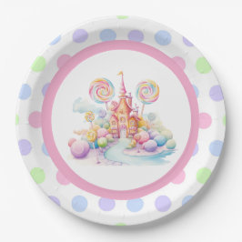 Whimsical Watercolor Pastel Candyland Birthday Pappteller