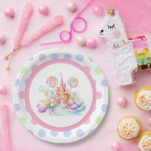 Whimsical Watercolor Pastell Candyland Geburtstag Pappteller
