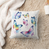 Whimsical Watercolor Pastell Schmetterling Drip Kissen (Decke)