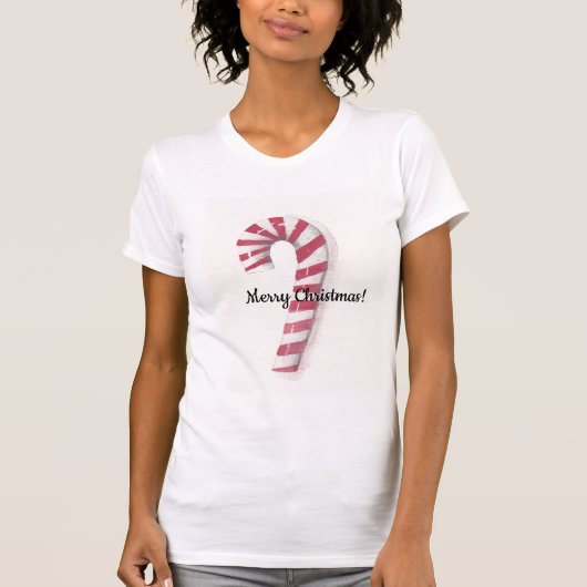 Whimsical Watercolor Peppermint Candy Cane T-shirt (Vorderseite)